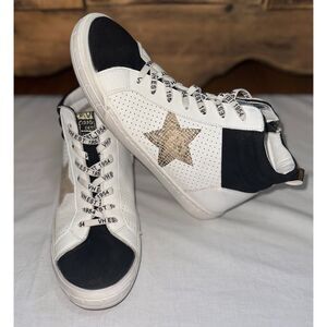 Vintage‎ Havana Lester Heaven Women's High Top Sneaker Sz 7.5 Black Gold & White